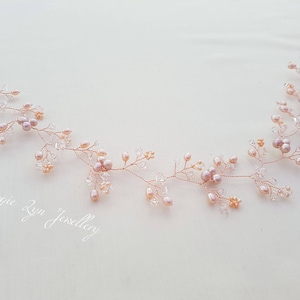Rose gold hair vine, Blush Pink Hair accessories, Bridal Hair vine, Wedding hair vine, Pink hair vine, Blush hair piece, Blush hair vine, UK