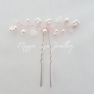 Horquillas para el pelo de oro rosa - Horquillas para el pelo de novia de oro rosa - Horquillas para el pelo de boda - Horquillas para el pelo de gypsophila - Accesorios para el pelo de aliento de bebé - Postizo, Reino Unido