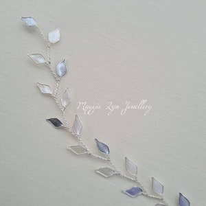 Silver leaf hair accessories - Silver leaf wedding hair accessories, Silver hair vine - Leaf hair vines - Leaf bridal hair accessories, UK