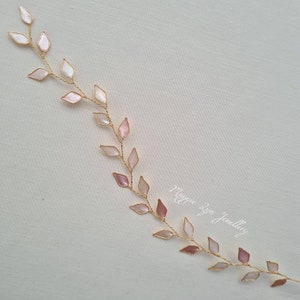 Gold & Blush pink wedding hair accessories - Gold blush hair vine - Leaf hair vines - Leaf bridal hair accessories, Leaf hair clip,  UK