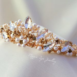 Gold Tiara - Gold crown - Gold wedding tiara - Gold wedding crown-  Gold bridal crown - Gold crystal Tiara - Gold bridal tiara - UK