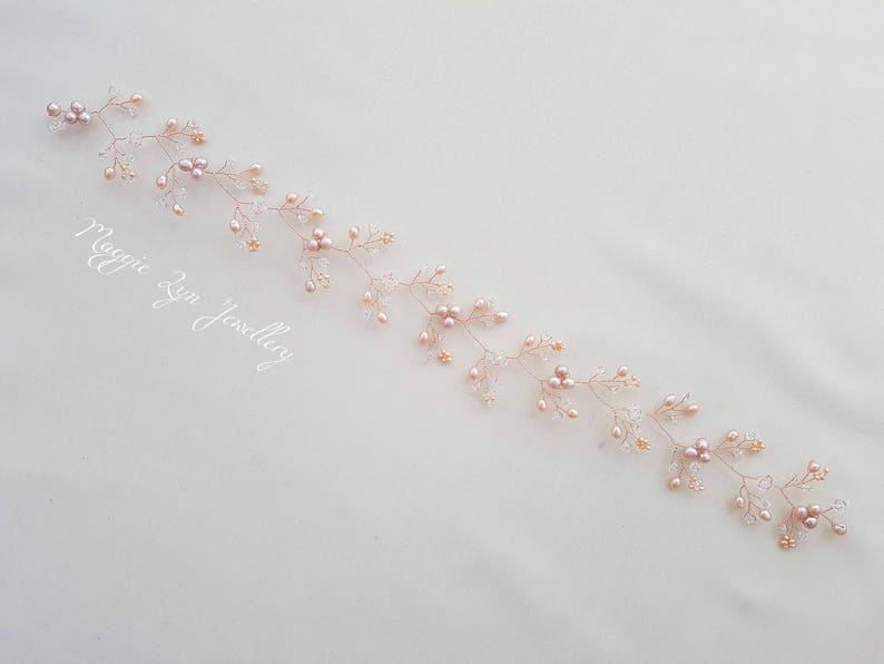 Rose Gold Hair Vine Blush Pink Hair Accessories Bridal Hair Etsy