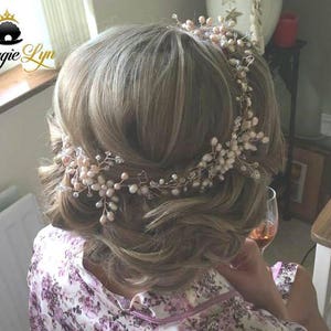 Rose Gold hair vine, Blush Pink wedding hair piece, Rose Gold Wedding hair piece, Rose Gold hair piece, Rose Gold headpiece, pink hair piece
