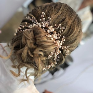 Rose Gold hair piece - Rose gold headpiece - Rose gold Bridal headpiece - Rose gold bridal hair piece, Rose Gold wedding hair comb, UK