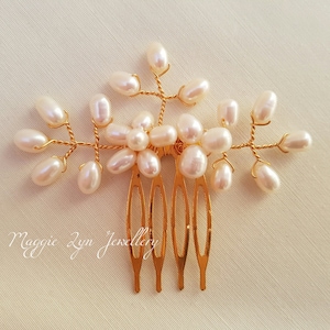 Freshwater pearl hair comb in Gold or silver - Pearl hair accessories - Bridal hair comb, Pearl wedding hair comb, Bridesmaids hair comb, UK
