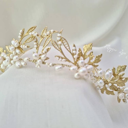 Gold Bridal Flower Crown Gold Leaf Crown Gold Leaf Tiara Etsy UK