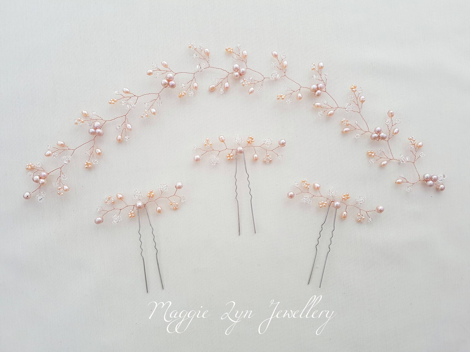 Rose Gold Hair Vine Blush Pink Hair Accessories Bridal Hair Etsy