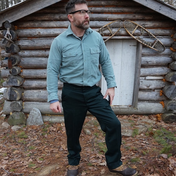 Vintage 60s Union Made Jewell Uniforms Pants. Made in Worchester Mass USA. Green Twill Work Pants. 35x31. Army? Forest Service?