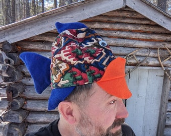 Vintage Homemade Fish Hat! Googly Eyes and fins! Medium - Small