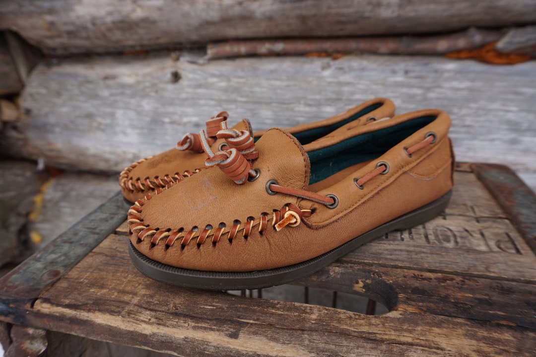 Vintage LL Bean Moccasins With Soft Rubber Soles. Made in Maine USA