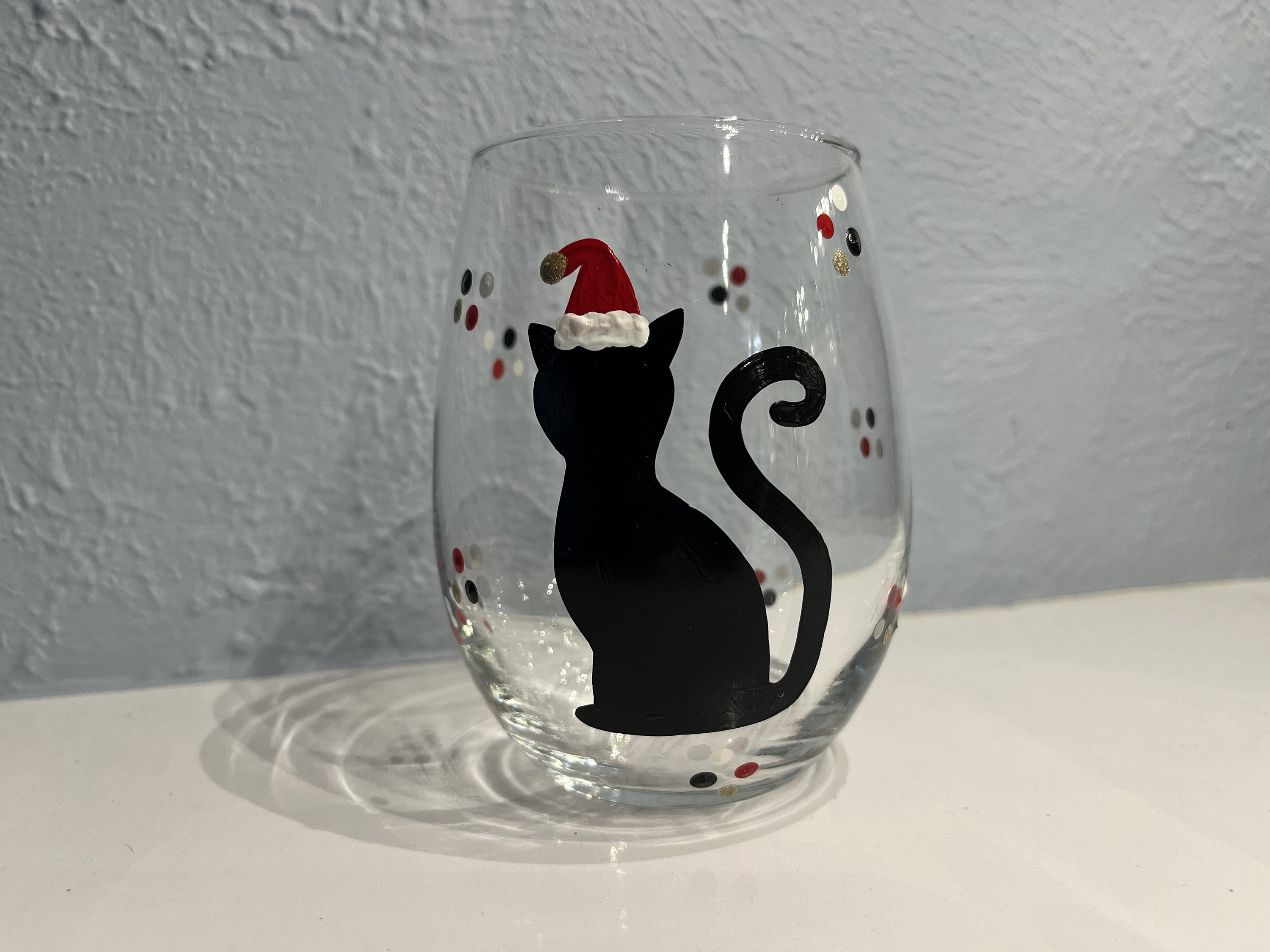Christmas Cat Wine Glass
