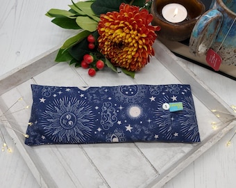 Moon and Stars Pattern Eye Pillow - Lavender & Wheat Cotton Eye Pillow - Washable Cover- Scented Yoga Eye Pillow