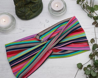 Twist Yoga Headband: Patterned Cotton Stretch Fabric