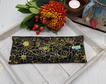 Black Gold Pattern Eye Pillow - Lavender & Wheat Cotton Eye Pillow - Washable Cover Eye Pillow- Scented Yoga Eye Pillow