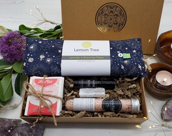 Sleep Well Yoga Gift Box: Holistic Relaxation Set with Lavender Eye Pillow or Eye Mask
