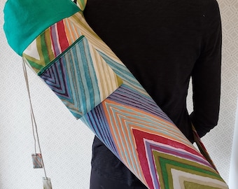 Chevron Stripe Yoga Mat Bag: Large Cotton Carrier with Pocket