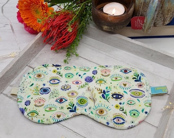Eye Eye Print Eye Mask - Cotton Eye Mask - Washable Eye Mask- Reversable Sleep Mask