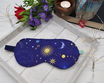 Sun and Moon Print Eye Mask - Cotton Eye Mask - Washable Eye Mask- Reversable Sleep Mask