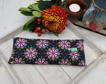 Lavender & Wheat Eye Pillow: Pink Flower Pattern, Washable Cotton Cover