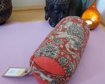 Henna Elephant Print Mini Yoga Bolster: Organic Buckwheat Fill