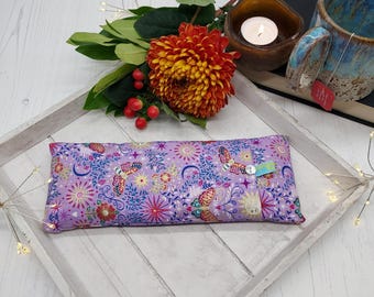 Lilac Butterfly Eye Pillow: Lavender & Wheat Scented, Washable Cotton Cover