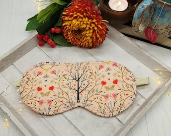 Pink Tree Print Eye Mask - Cotton Eye Mask - Washable Eye Mask- Reversable Sleep Mask