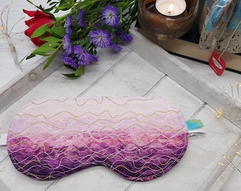 Purple Wave Print Eye Mask - Cotton Eye Mask - Washable Eye Mask- Reversable Sleep Mask