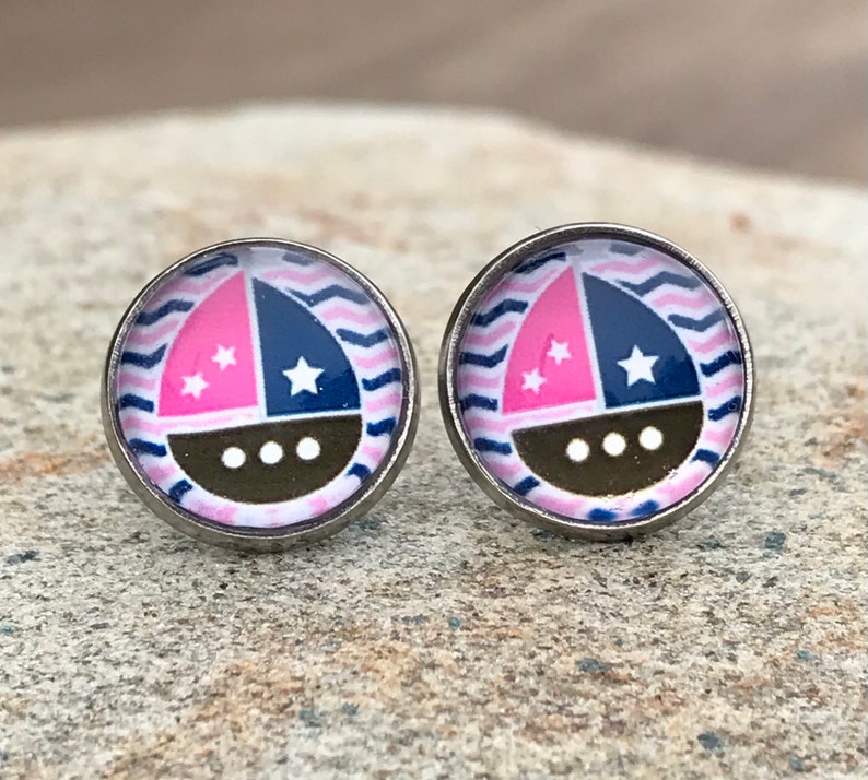 Sailboat Studs Sailboats Sailboat Jewelry Cute Sailboat Earrings Nautical Earrings Nautical Gifts Sailboat Earrings Cute Summer Studs