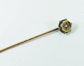 Victorian 18ct 18k Gold Diamond Stick Pin