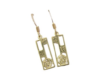 9ct Gold Mackintosh Drop Earrings