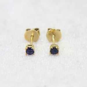 14K Gold Natural Sapphire Stud Earrings