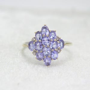 9ct White Gold Tanzanite Diamond Ring Size 7 3/4 - P