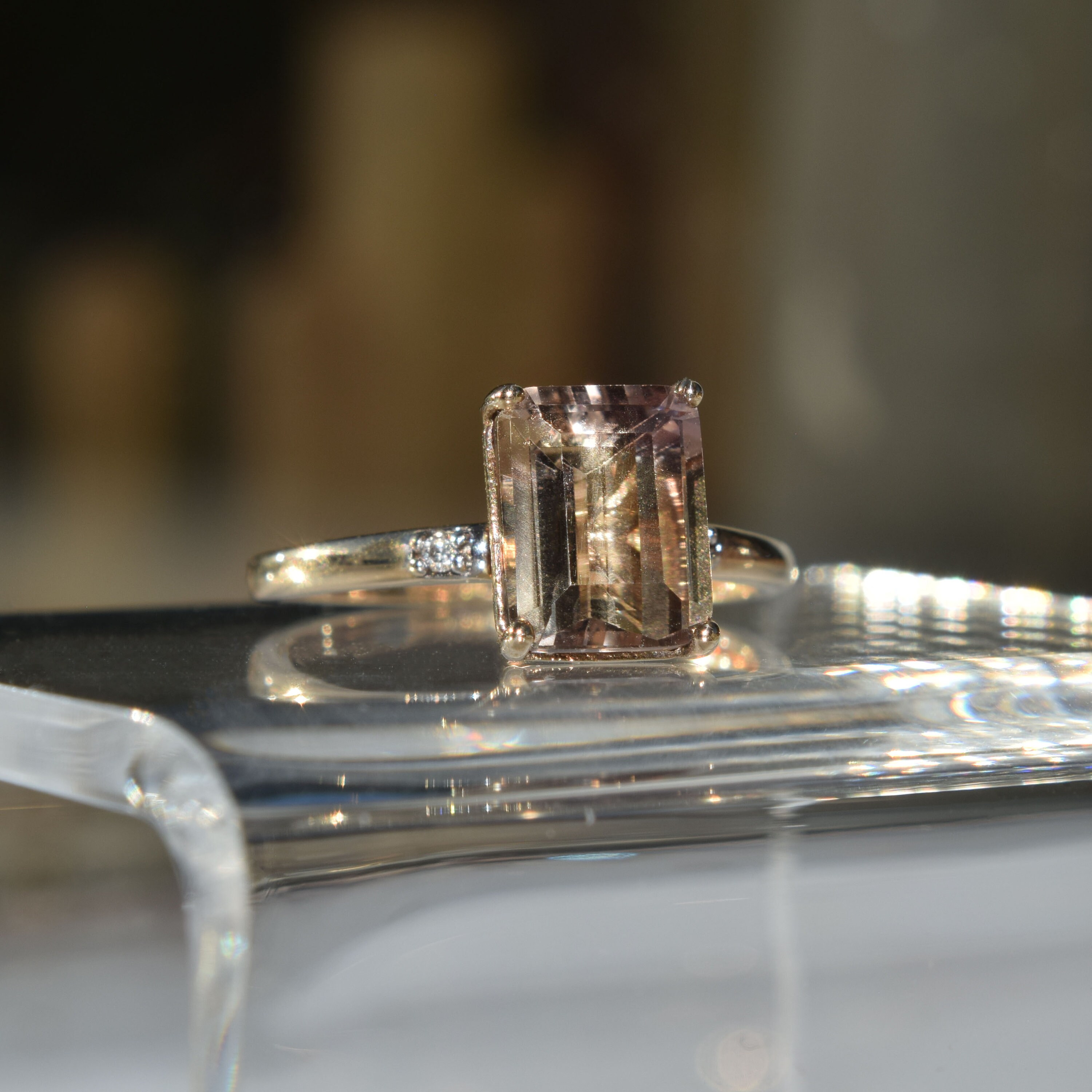 9ct Gold Mawi Kunzite Diamond Ring 6 3 4 N Etsy