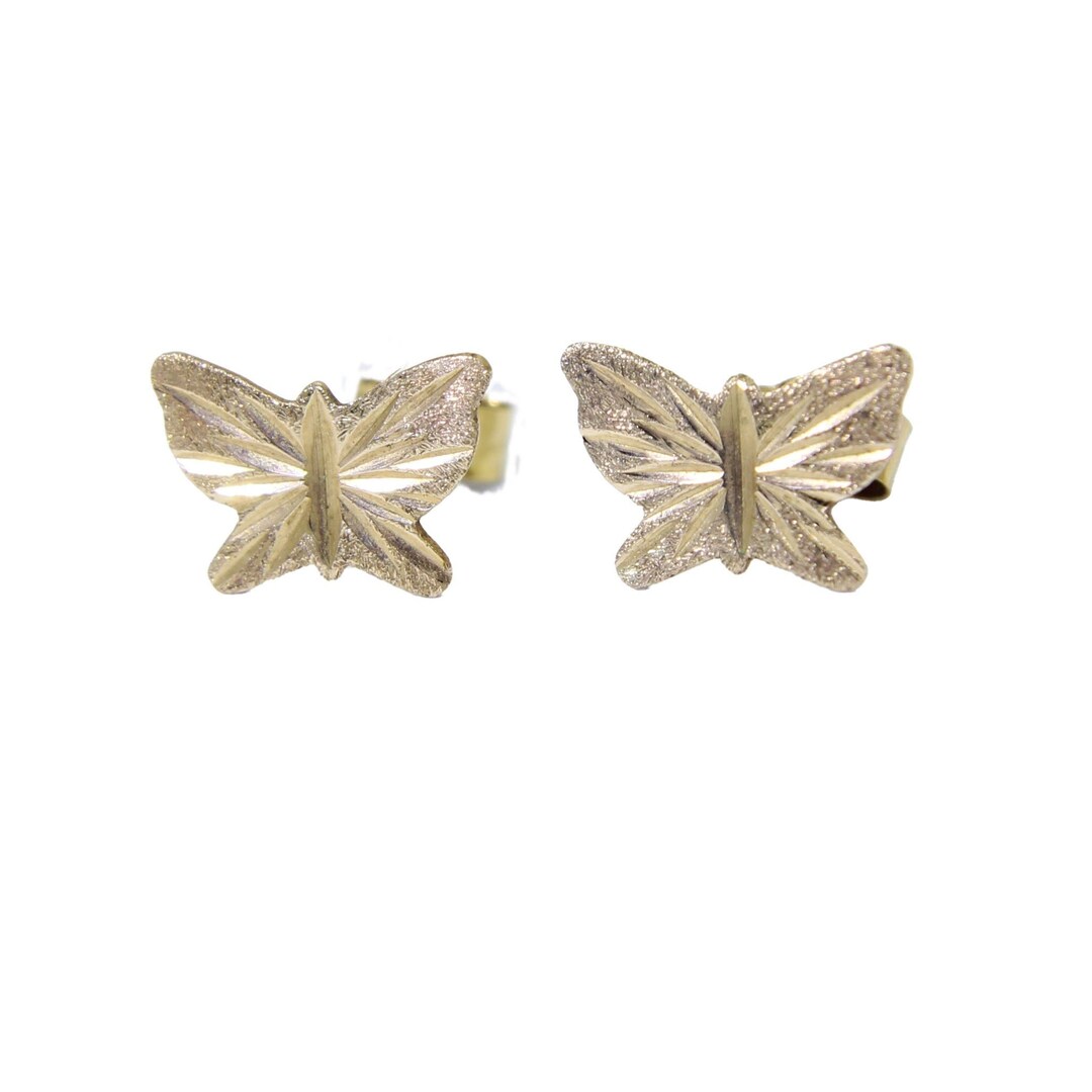 Dainty 10k/14k Solid Gold Butterfly Stud Earrings