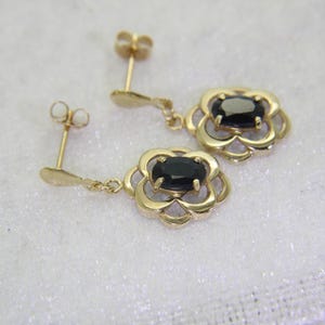 9ct Gold Natural Sapphire Drop Earrings