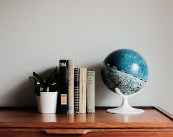 Vintage Lunar Tin Globe J Chein Company // Moon Globe with Stand and box