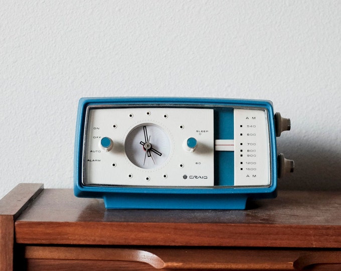 Craig Alarm Clock Model 1602 Made by Sankyo / Blue White Etsy