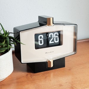 Mid Century Bulova Flip Clock Geometric triangular MCM design, desk clock, wall clock, flip clock, battery powered image 1