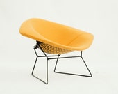 Mid Century Bertoia Large Diamond Chair for Knoll International Original Yellow Knoll Prestini Fabric