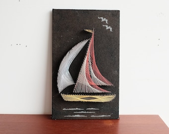 Vintage String Sailboat Art Wall Hanging