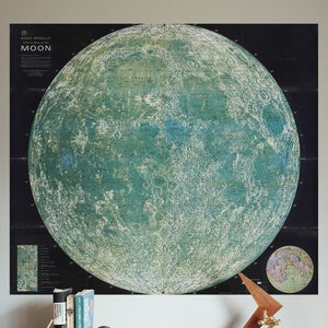 Moon Map Lunar Chart Vintage Rand McNally image 1