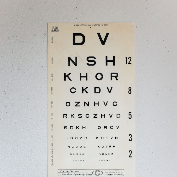 Vintage Eye Chart Etsy