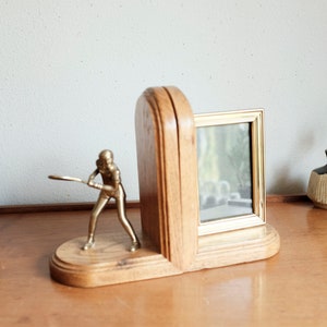 Brass and Wood Tennis Picture frame Bookends image 10