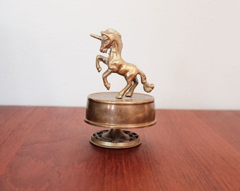 Vintage Brass Unicorn Music Box