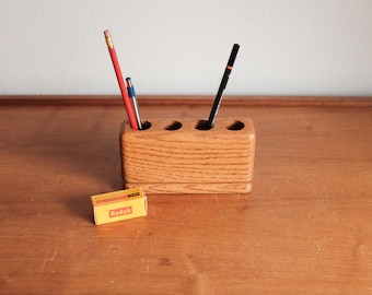 Oak desk organizer or candle holder