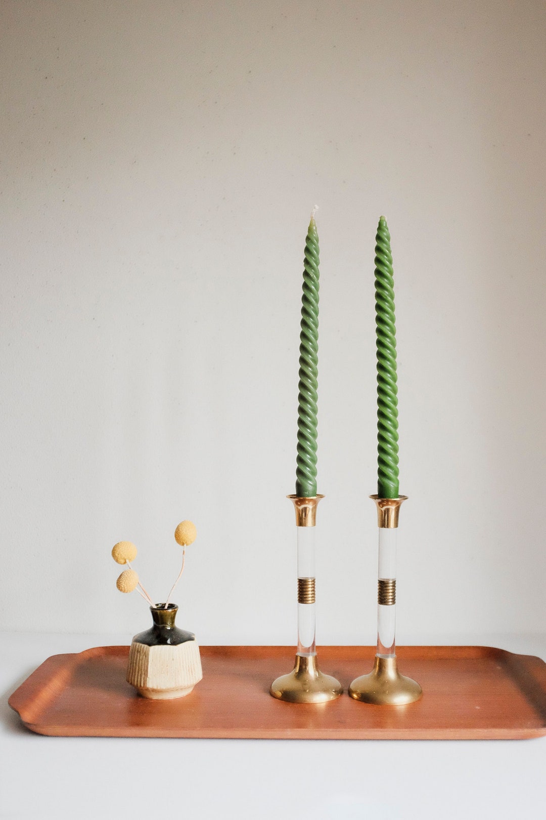 Vintage Brass and Lucite Candle Holders Pair Etsy