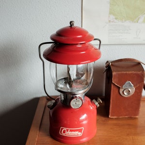 Vintage Red Coleman Lantern 200A Tested & Working, Camping Lantern Light Decor image 4