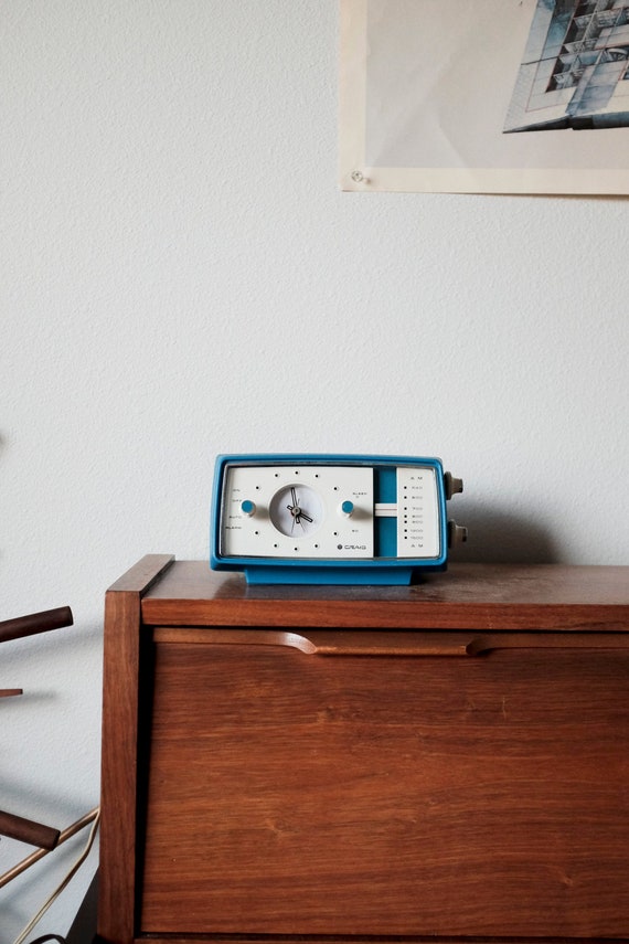 Craig Alarm Clock Model 1602 made by Sankyo / Blue White Etsy