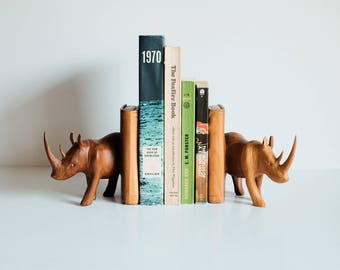 Mid Century Rhino Bookends