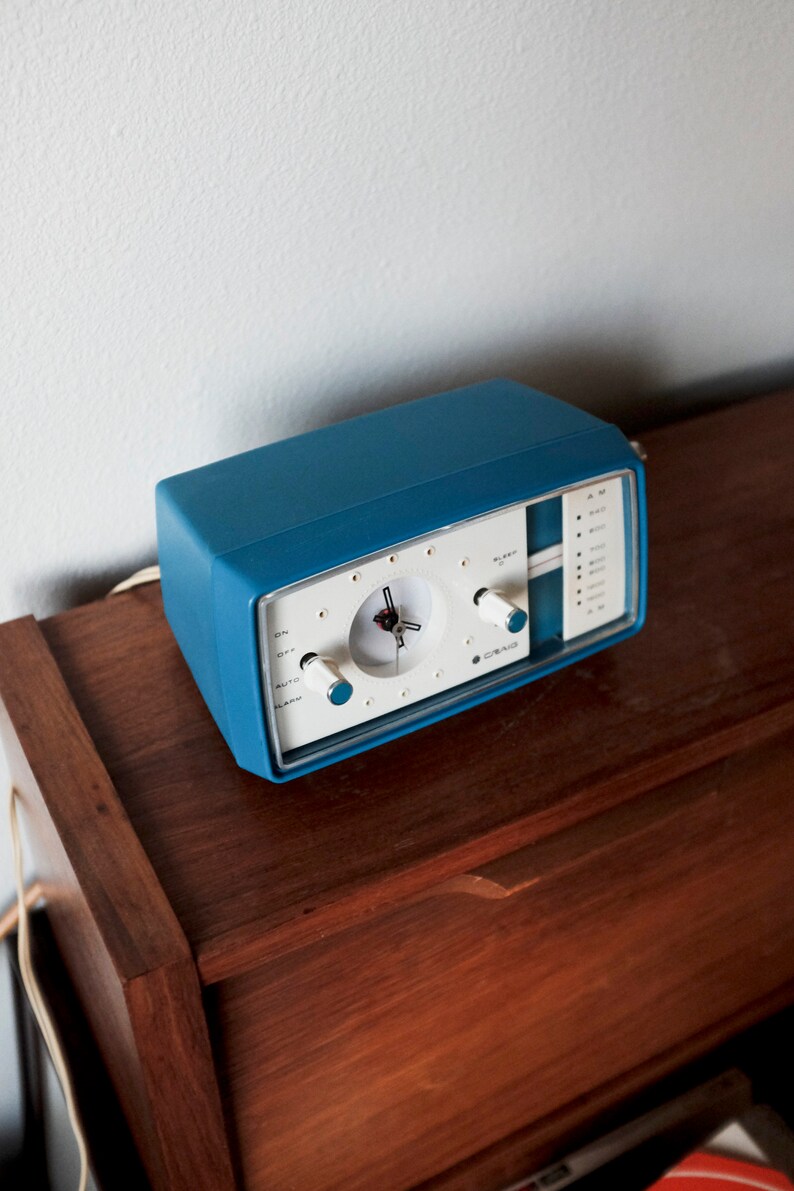 Craig Alarm Clock Model 1602 made by Sankyo / Blue White Etsy